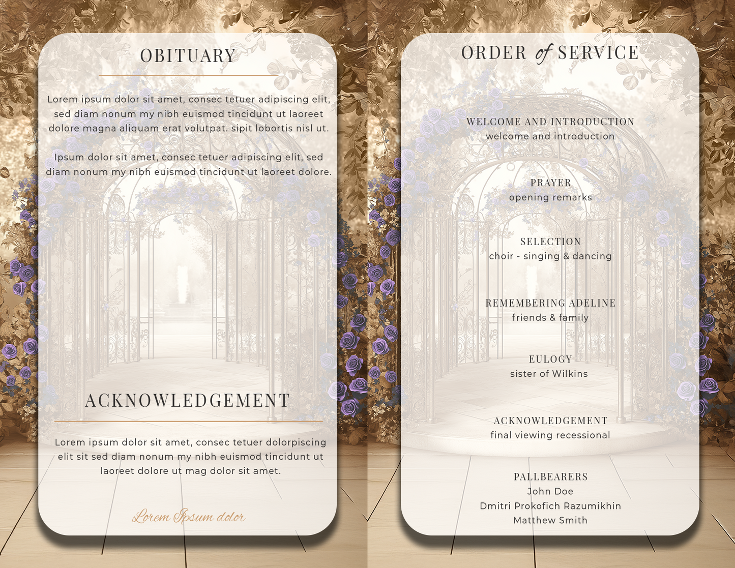 Memorial Program — 8.5×11 Custom 4-Page Celebration of Life Program