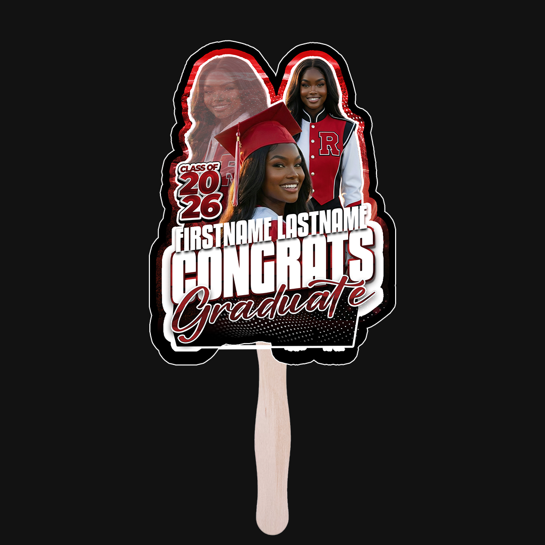 Custom Graduation Photo Fans (Die-Cut) — Set of 6 or 12