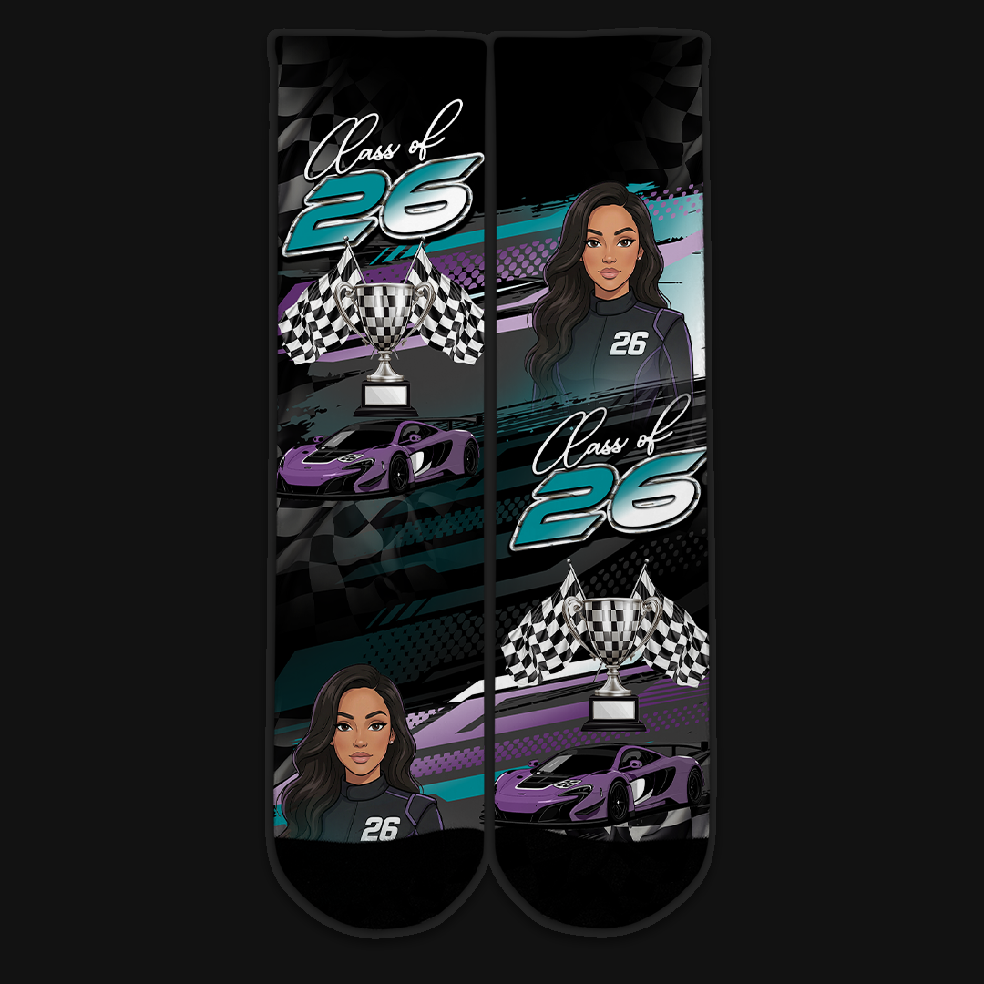 Senior “Last Lap” Custom Socks | Class of 2026 Personalized Crew Socks