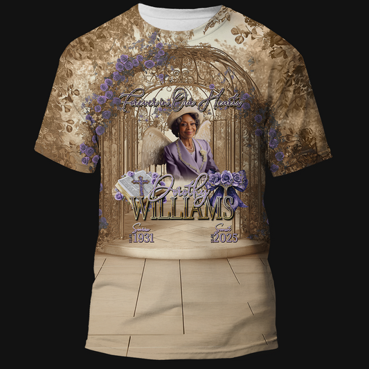 Custom All-Over Memorial T-Shirt — Full-Coverage Tribute Design